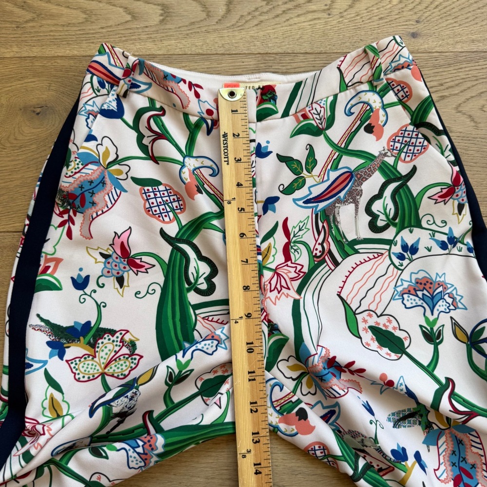 Ted Baker London Floral Giraffe Print Tuxedo Stripe Ankle Trousers Size 1 Pink - Picture 9 of 11